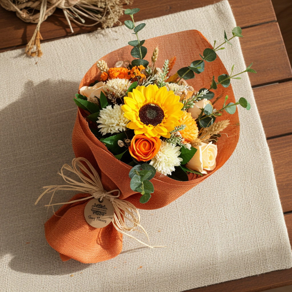 Handmade Soap Flower Bouquet · Vibrant Orange