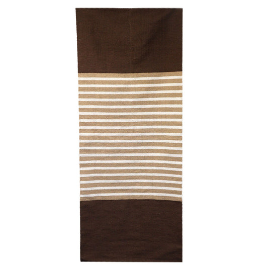Alfombra India de Algodón - 70x170cm - Marrón Oscuro / Beige - Alfombra India de Algodón, alfombra
