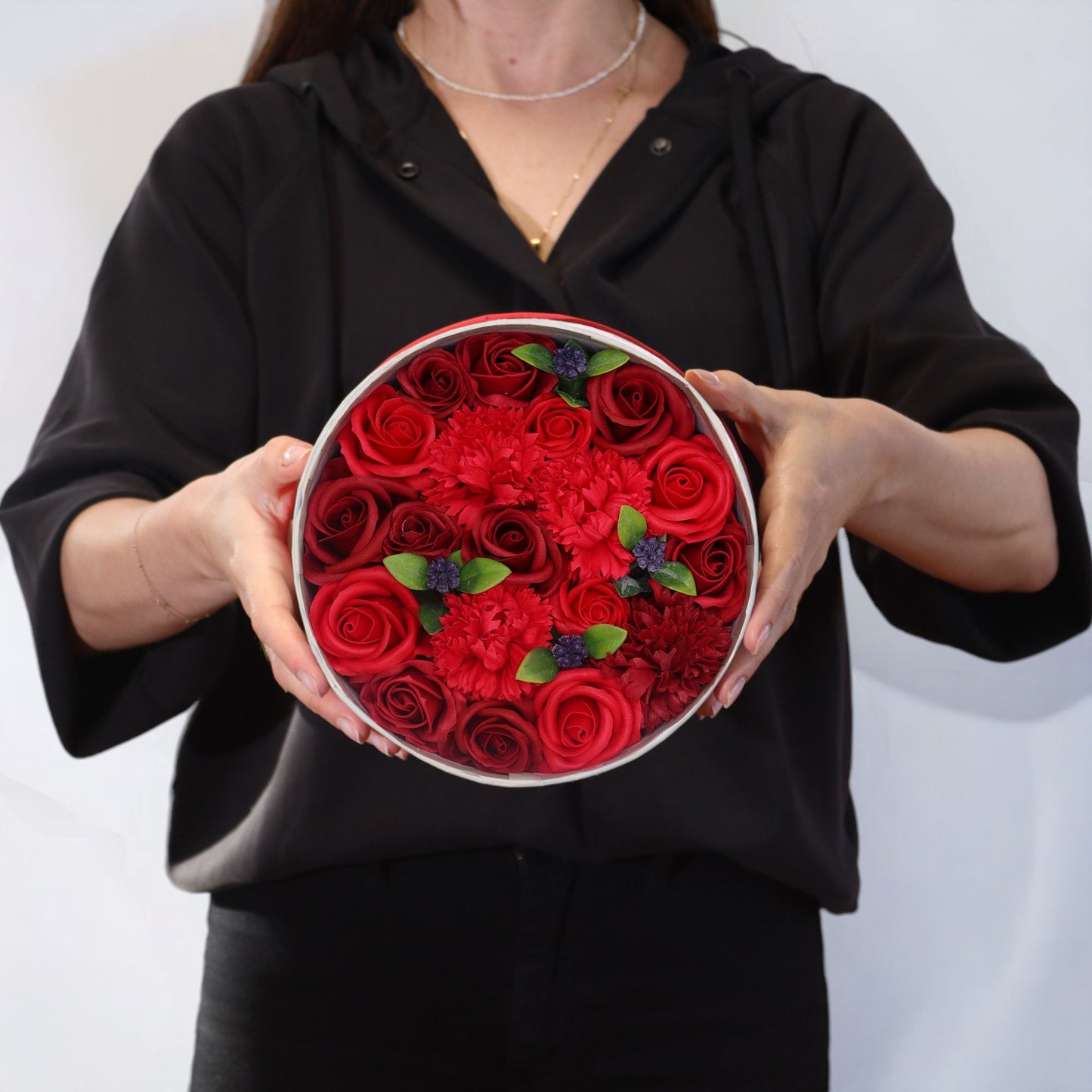 Caja Redonda - Rosas Rojas Clásicas