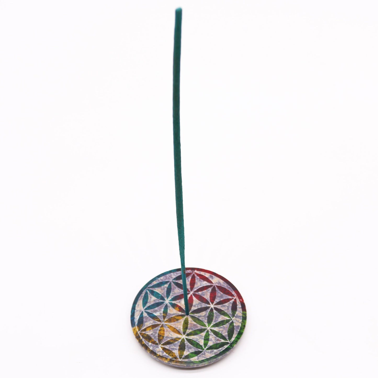 Porta-incienso Disco de Esteatita 8cm - Flor de la Vida - Porta incienso de esteatita | El Bazar de Tizar