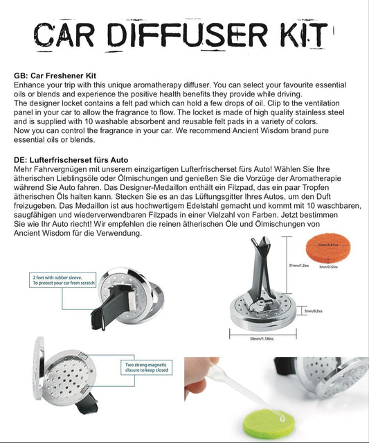 Kit difusor para coche - Estaño yoga chakra - 30mm - Kit de Difusor de Coche de Aromaterapia
