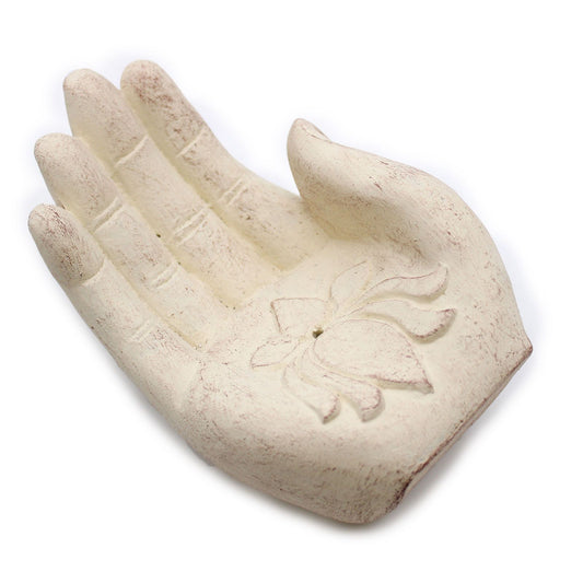 Quemador de Incienso - Lotus (Blanco) - Porta incienso y portavelas de piedra