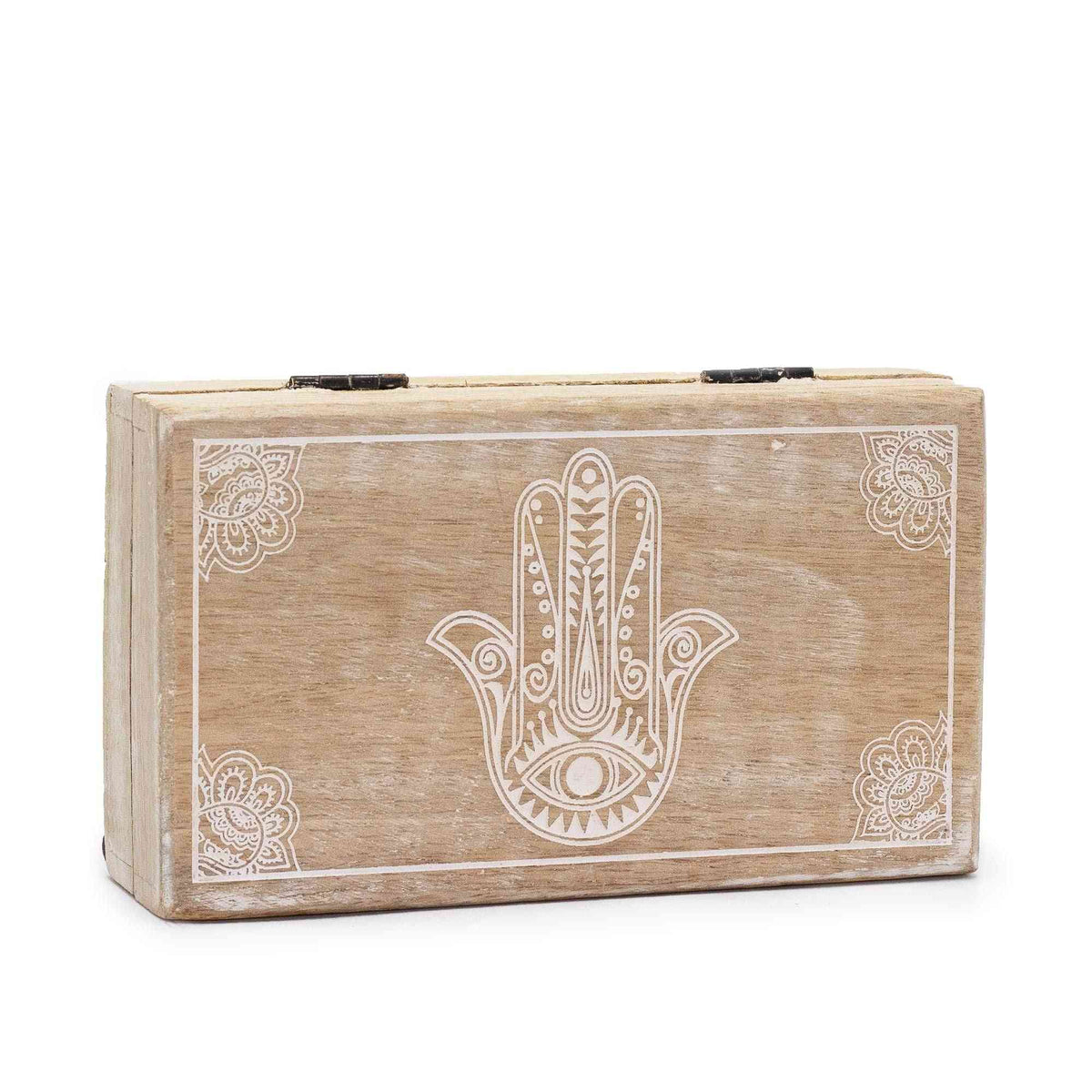 Medium square box 17x10x4.2cm - White Hamsa