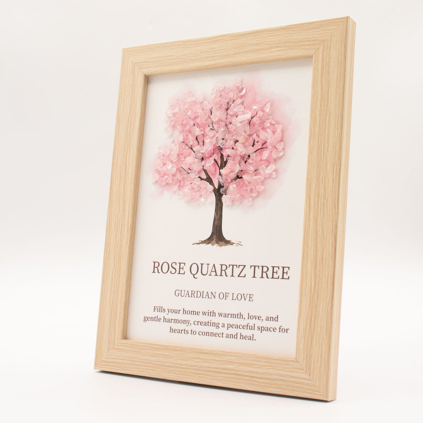 Cuadro de piedra preciosa - Árbol de la Vida - Cuarzo rosa (20x14.7x1cm)