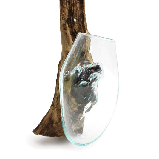 Verre soufflé sur bois - Bol suspendu