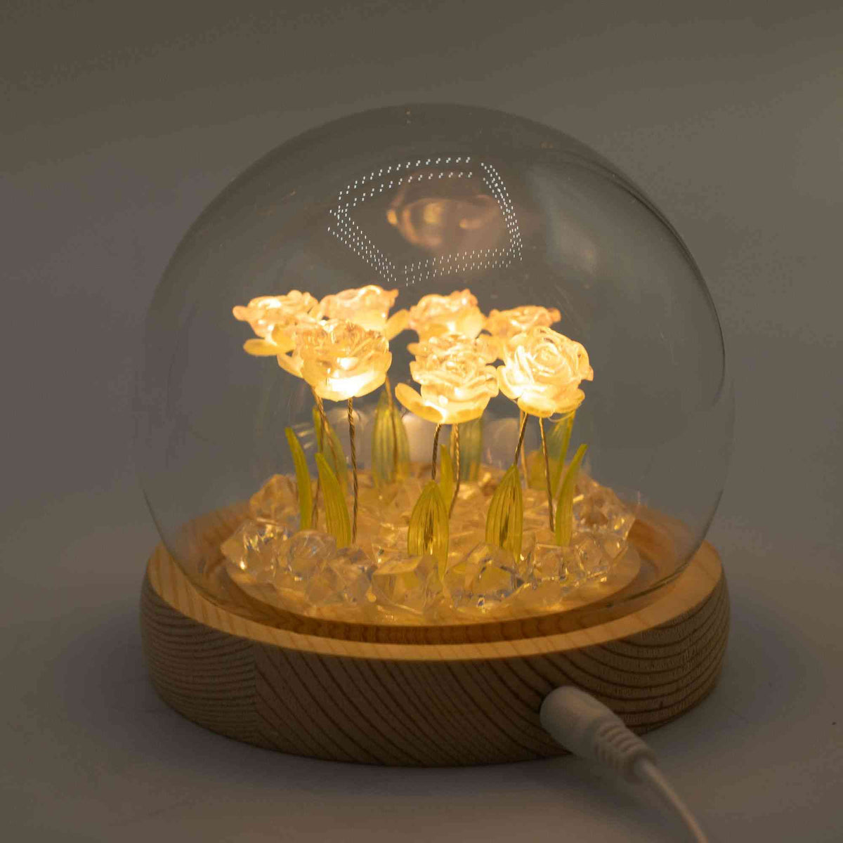 Domo de jardín Floral Glow - 10 rosas rosadas - LED USB - Domo de jardín con brillo floral | El Bazar de Tizar