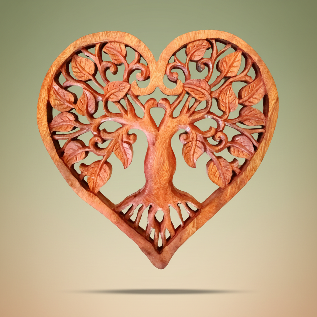 Wooden Decorative Heart-shaped Tree of Life Panel 40cm
