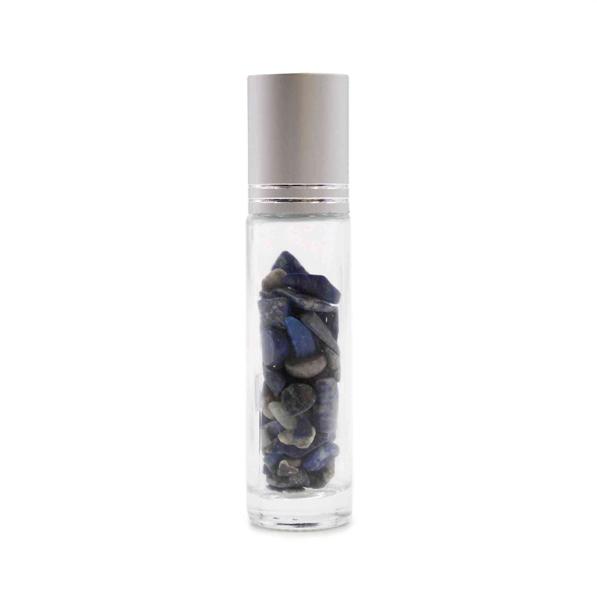 Botella de rodillo de aceite esencial de piedras preciosas - Sodalita - Tapa plateada - Botellas Roll-on con gemas 10ml