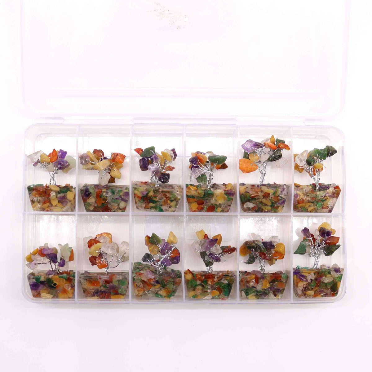 Mini árbol de piedras preciosas sobre base de orgonita - Piedras múltiples (15 piedras) - Mini Árboles De Piedras Preciosas