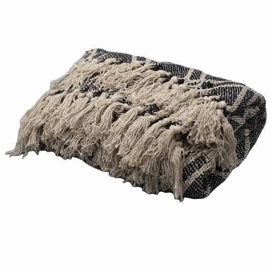 Mantas Boho Comfort - Negro y Beige Regency
