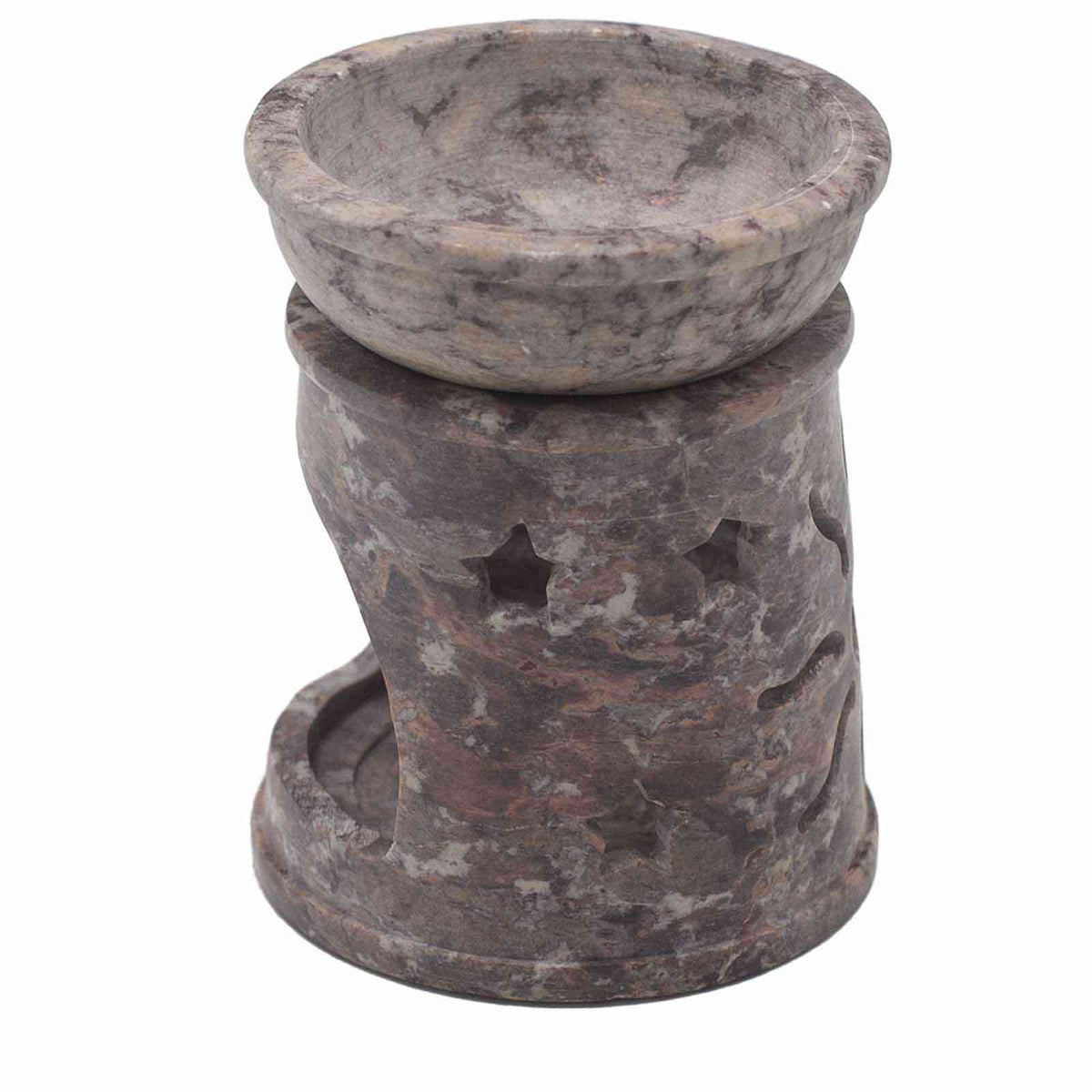 Small Soapstone Oil Burner 8 cm - Sun and Stars