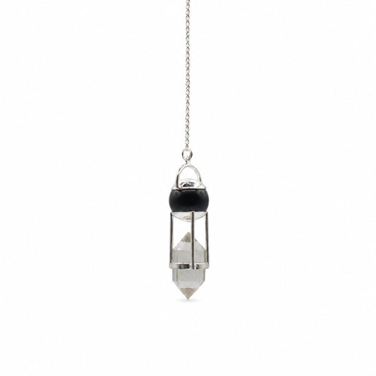 Vidente de Sombras - Péndulo de Doble Poder - Esfera de Obsidiana - Cuarzo Claro de Terminación Doble - Péndulos Especiales M