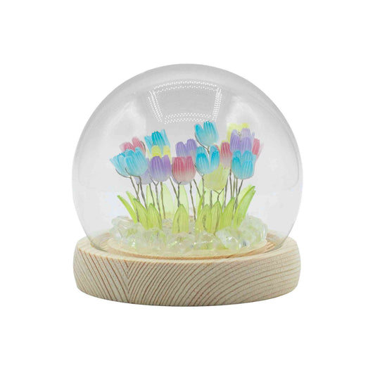 Domo de jardín Floral Glow - 20 tulipanes multicolor - LED USB - Domo de jardín con brillo floral | El Bazar de Tizar