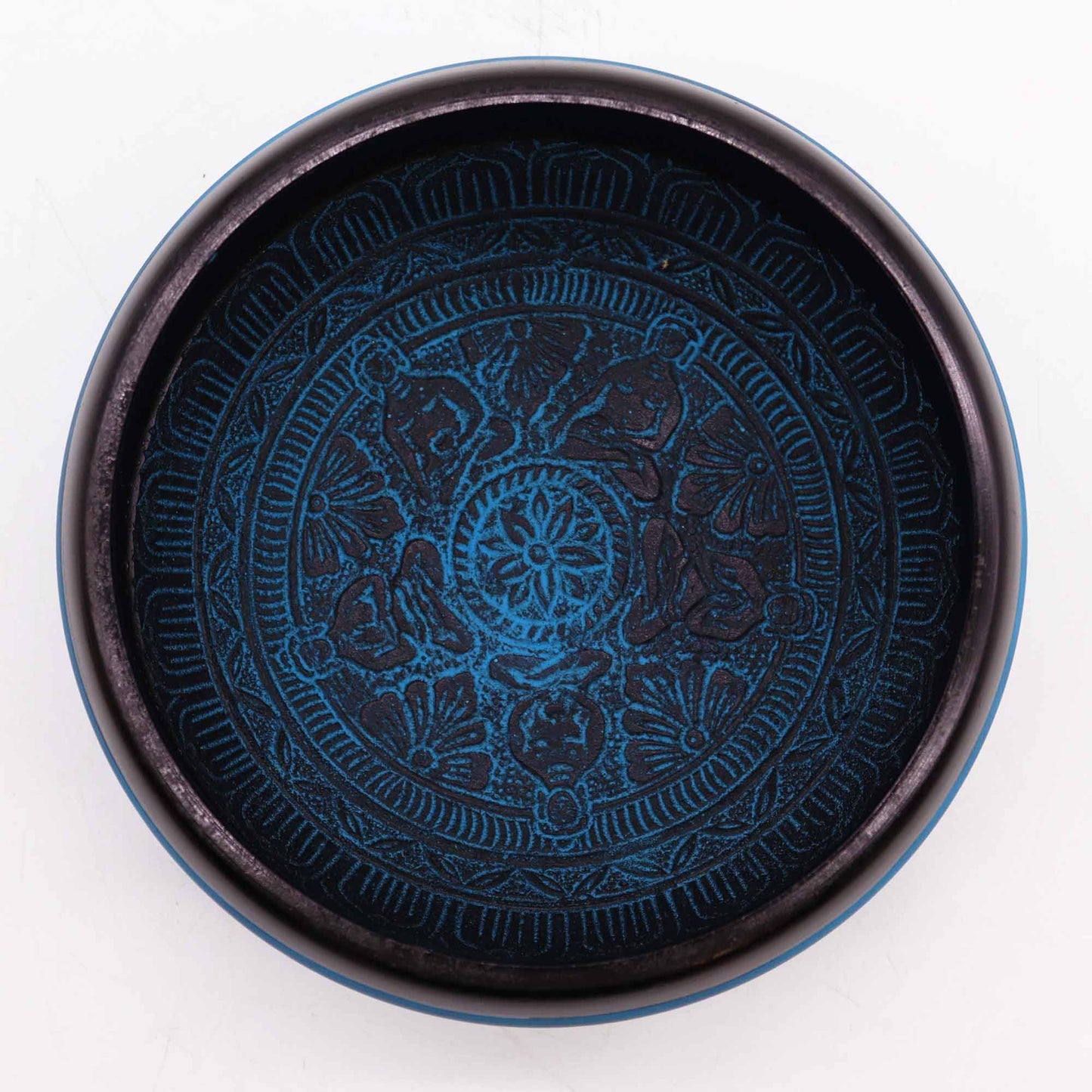 Cuenco tibetano Earth Powder - Cinco Budas Mantra Azul - 16 cm - Artículos Tibetanos