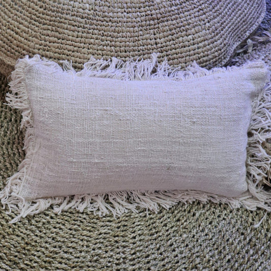 Funda de Cojín Lino 30x50cm con Flecos