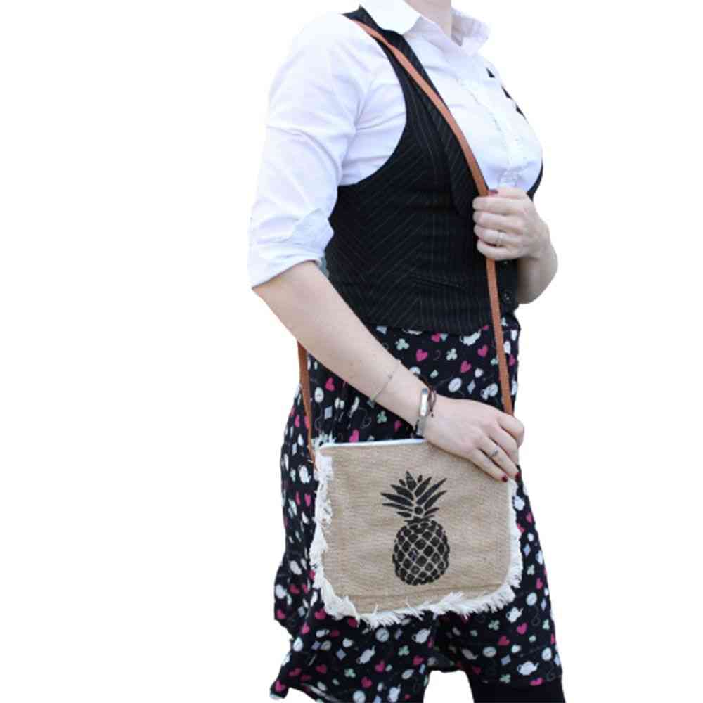 Bolso con flecos - Estampado Piña - Bolso con Flecos