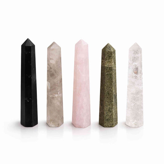 Punta obelisco de seis caras de piedra preciosa aproximadamente 11 cm - cuarzo ahumado