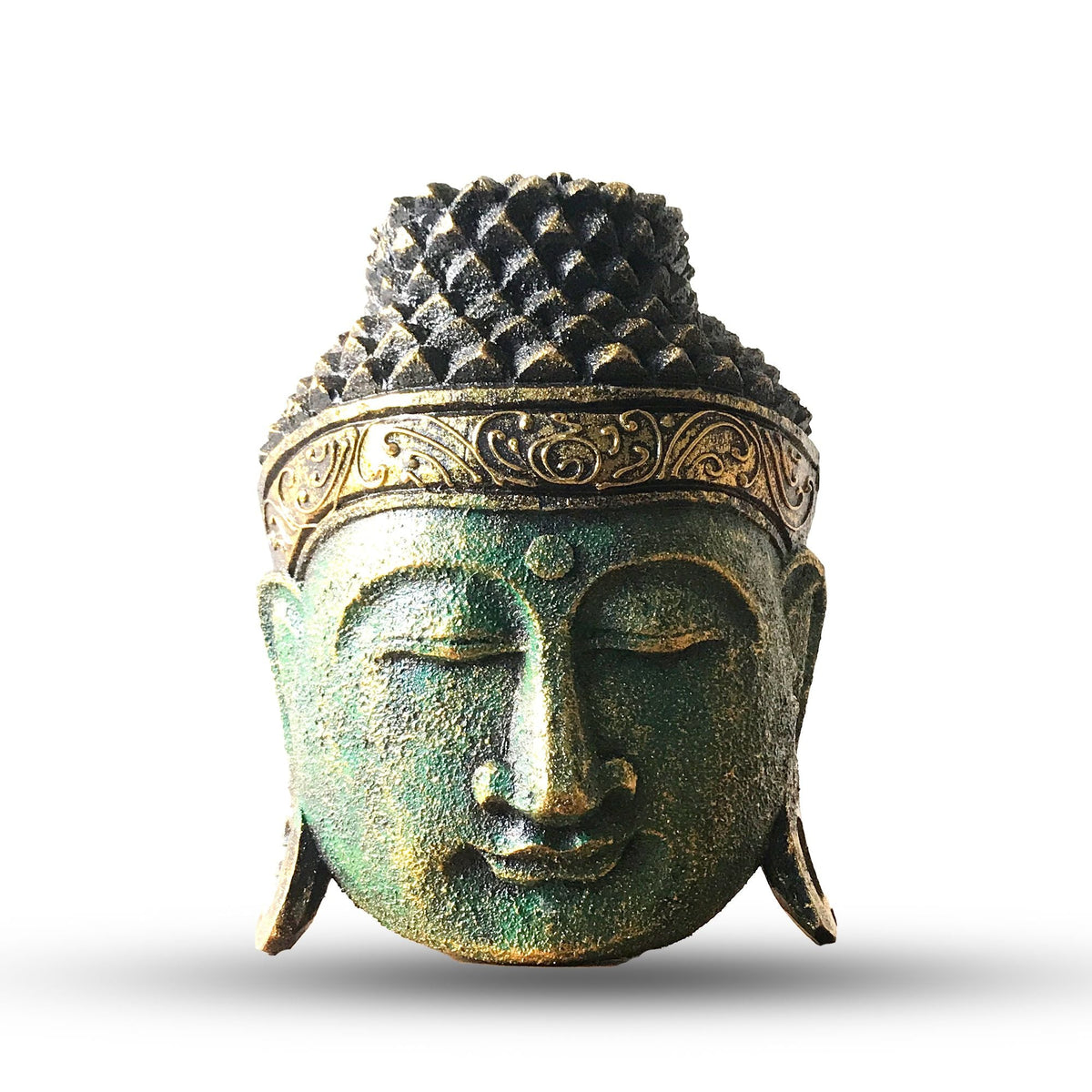 Decoración para el Hogar Cabeza de Buda - 25cm - Acabado Verde Brillante - Decoración de Casa-Cabeza de Buda