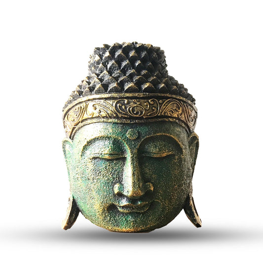 Decoración para el Hogar Cabeza de Buda - 25cm - Acabado Verde Brillante - Decoración de Casa-Cabeza de Buda