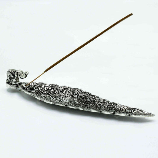 Portaincienso Largo Elefante Aluminio Pulido 20cm - Portainciensos de aluminio hechos a mano