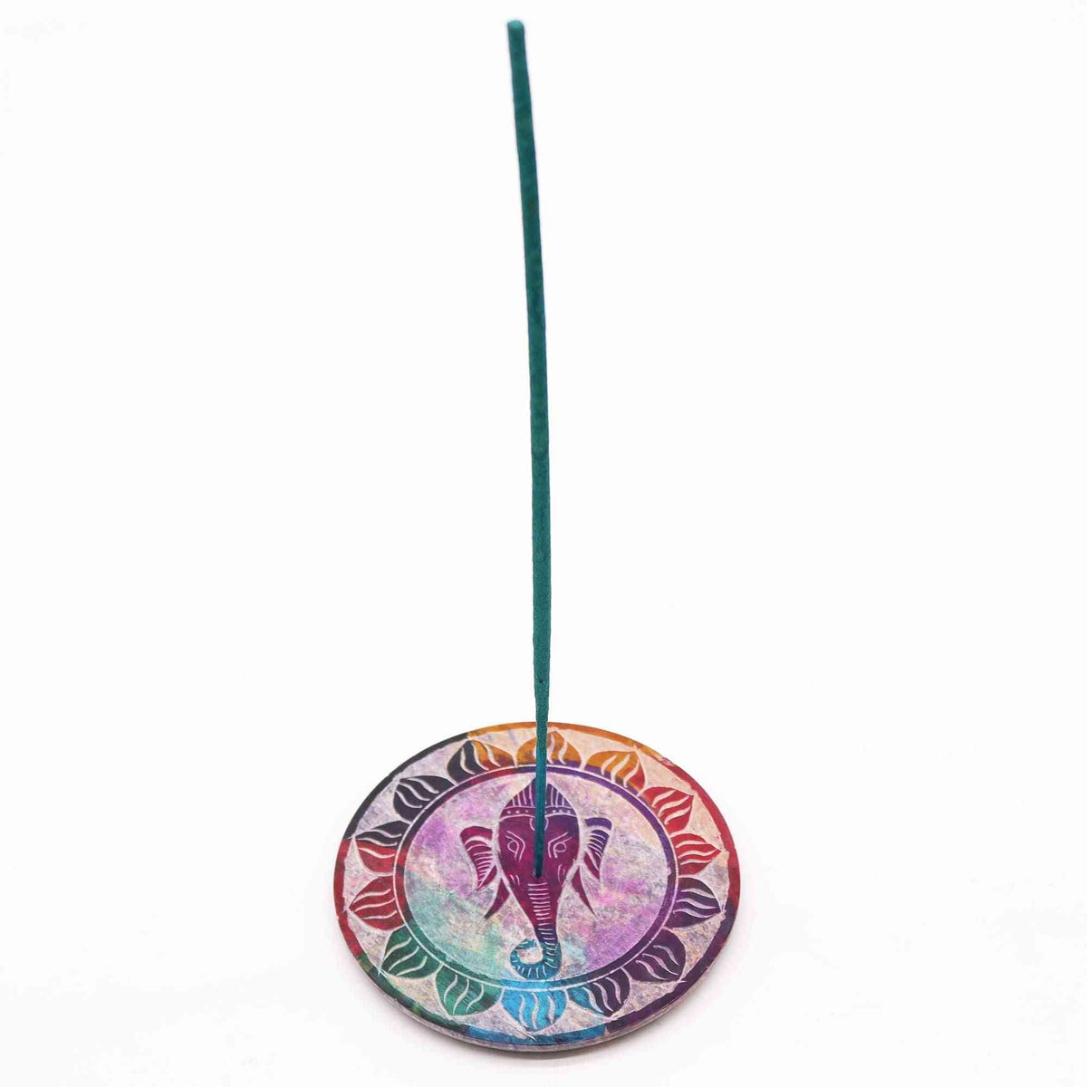 Porta-incienso Disco de Esteatita 10cm - Ganesha - Porta incienso de esteatita