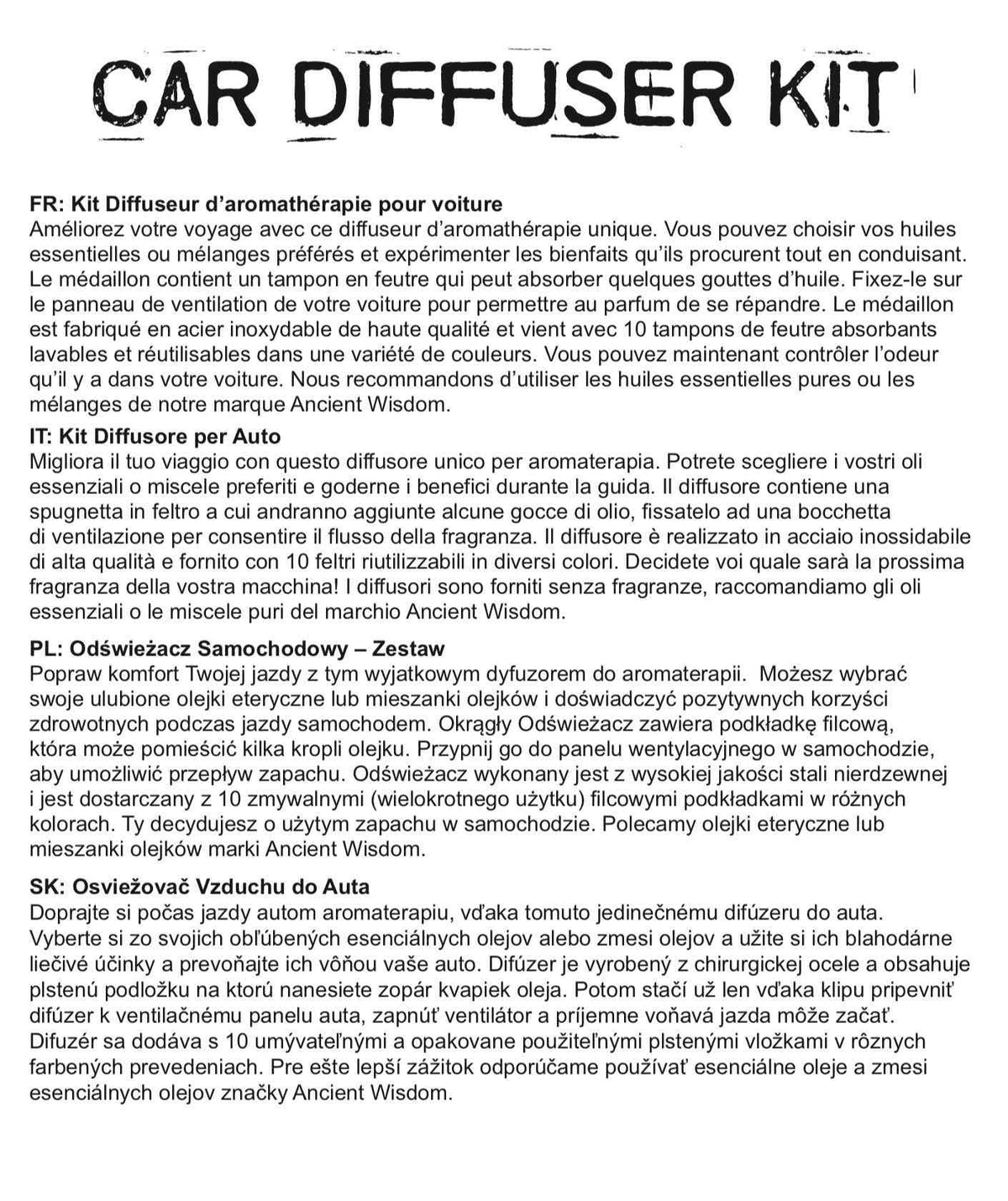 Kit difusor para coche - Ángel - 30mm - Kit de Difusor de Coche de Aromaterapia