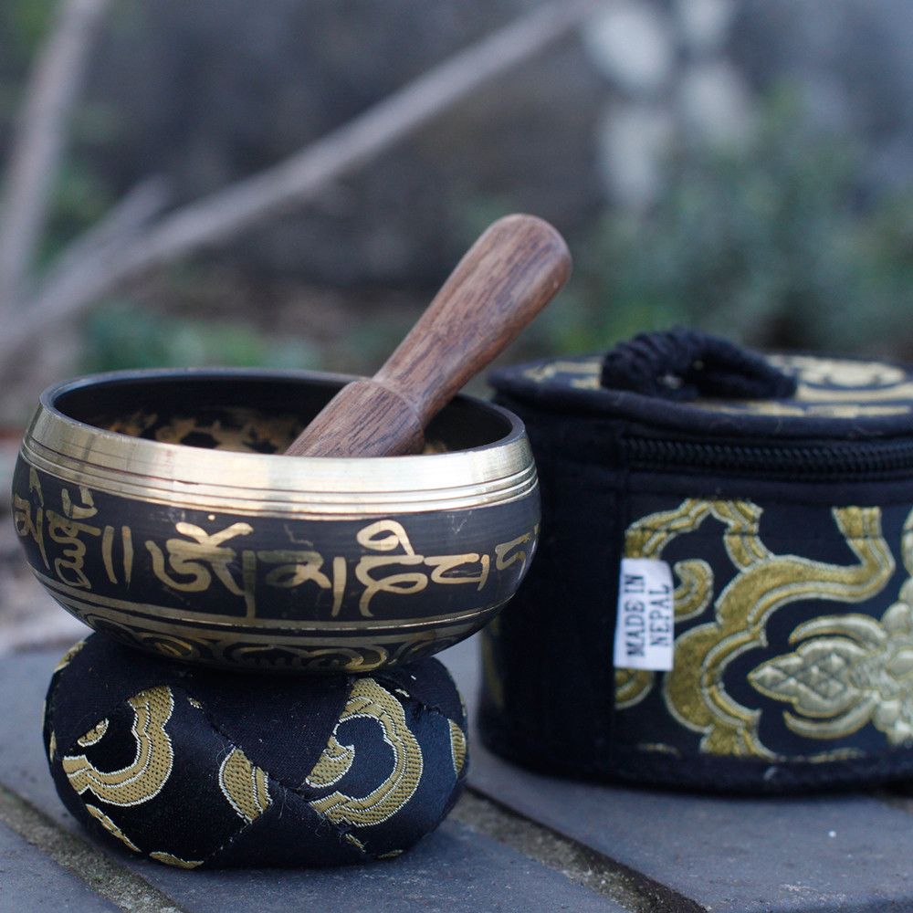 Mini Cuenco tibetano Set de Regalo - Negro - Set de Regalo Tibetano, cuenco tibetano