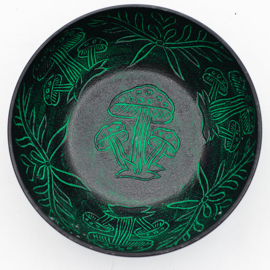 Cuenco tibetano de aluminio - hongo mágico - verde (20cm)