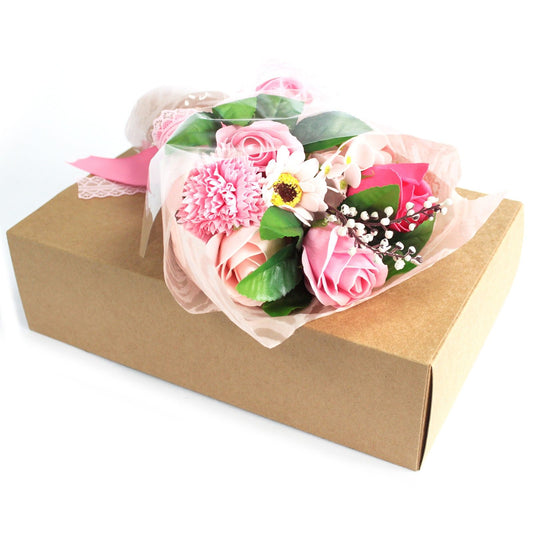 Bouquet de fleurs de savon en coffret cadeau · Rose