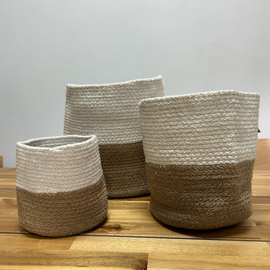 Set de 3 Cestas de Algodón y Yute - Naranja