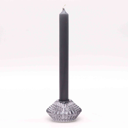 Portavelas reversible con diseño de flor para cena / vela de té - Gris medianoche