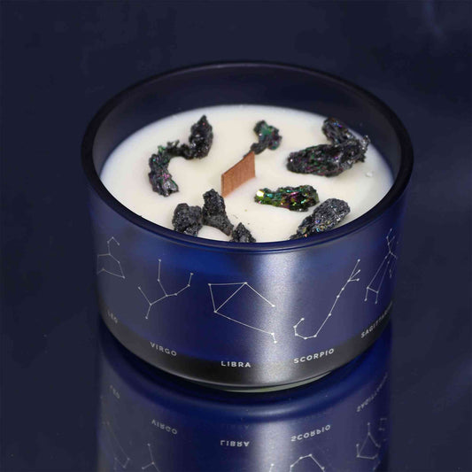 Vela de Cristal del Zodiaco con Pulsera de Piedras Preciosas - Escorpio - Velas de cristal del zodiaco con brazalete de piedr