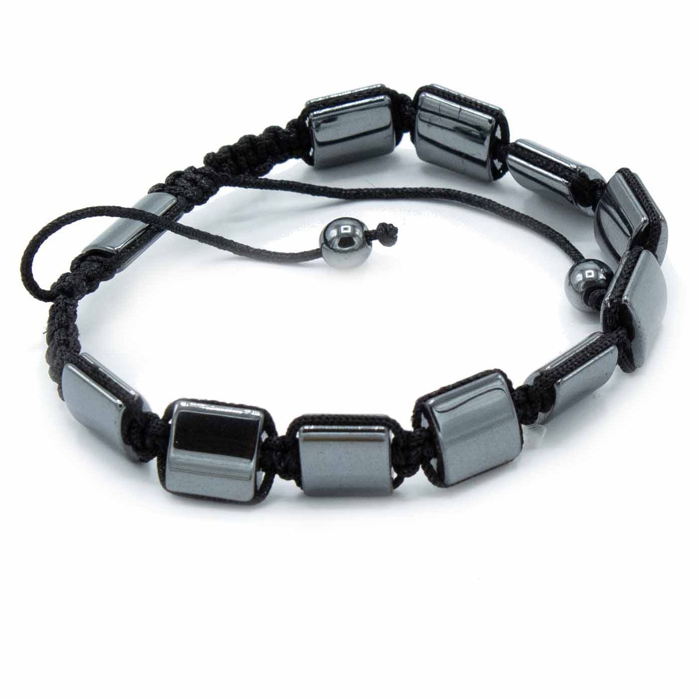 Pulsera Magnética Shamballa de Hematita - Cuboides Dobles