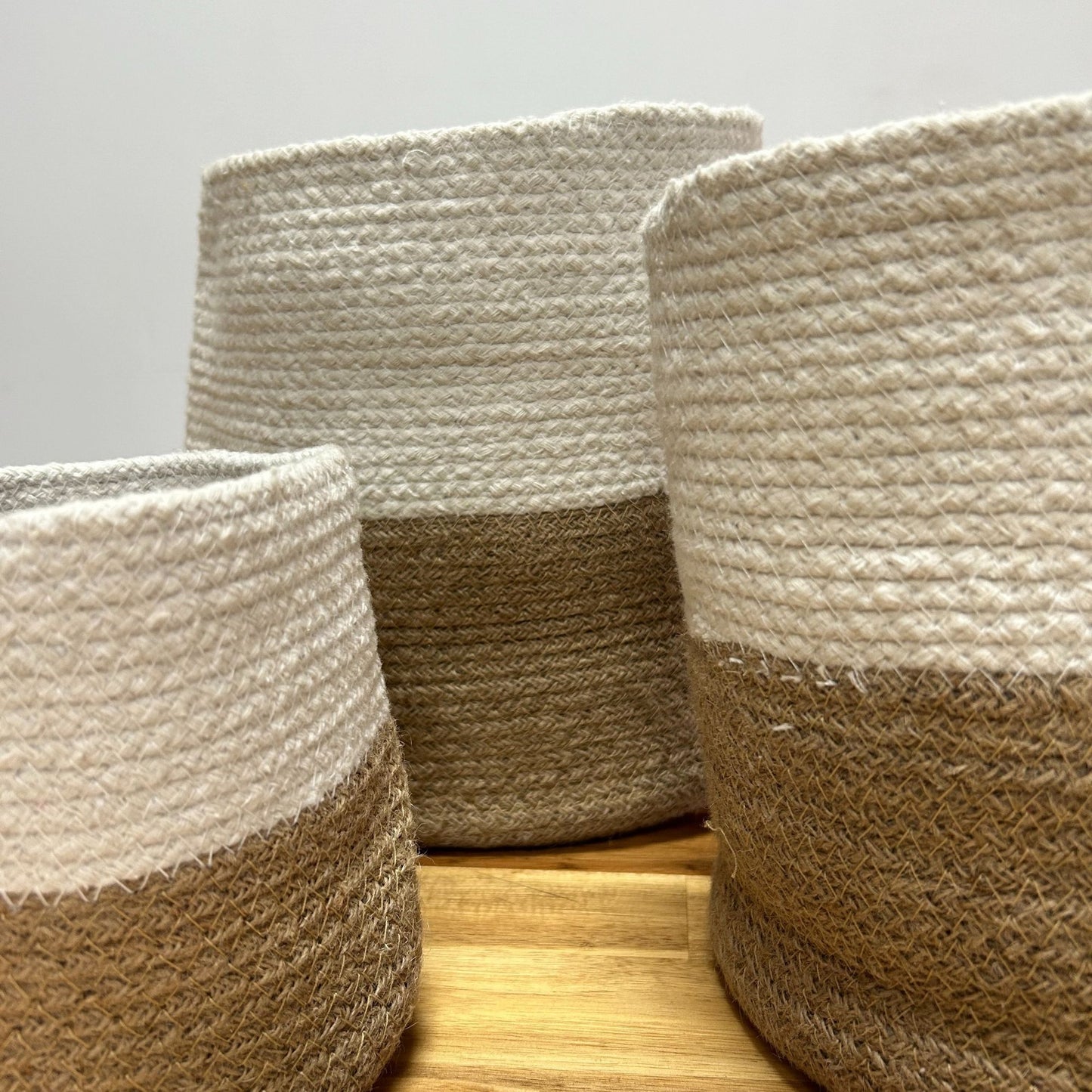 Set de 3 Cestas de Algodón y Yute - Naranja