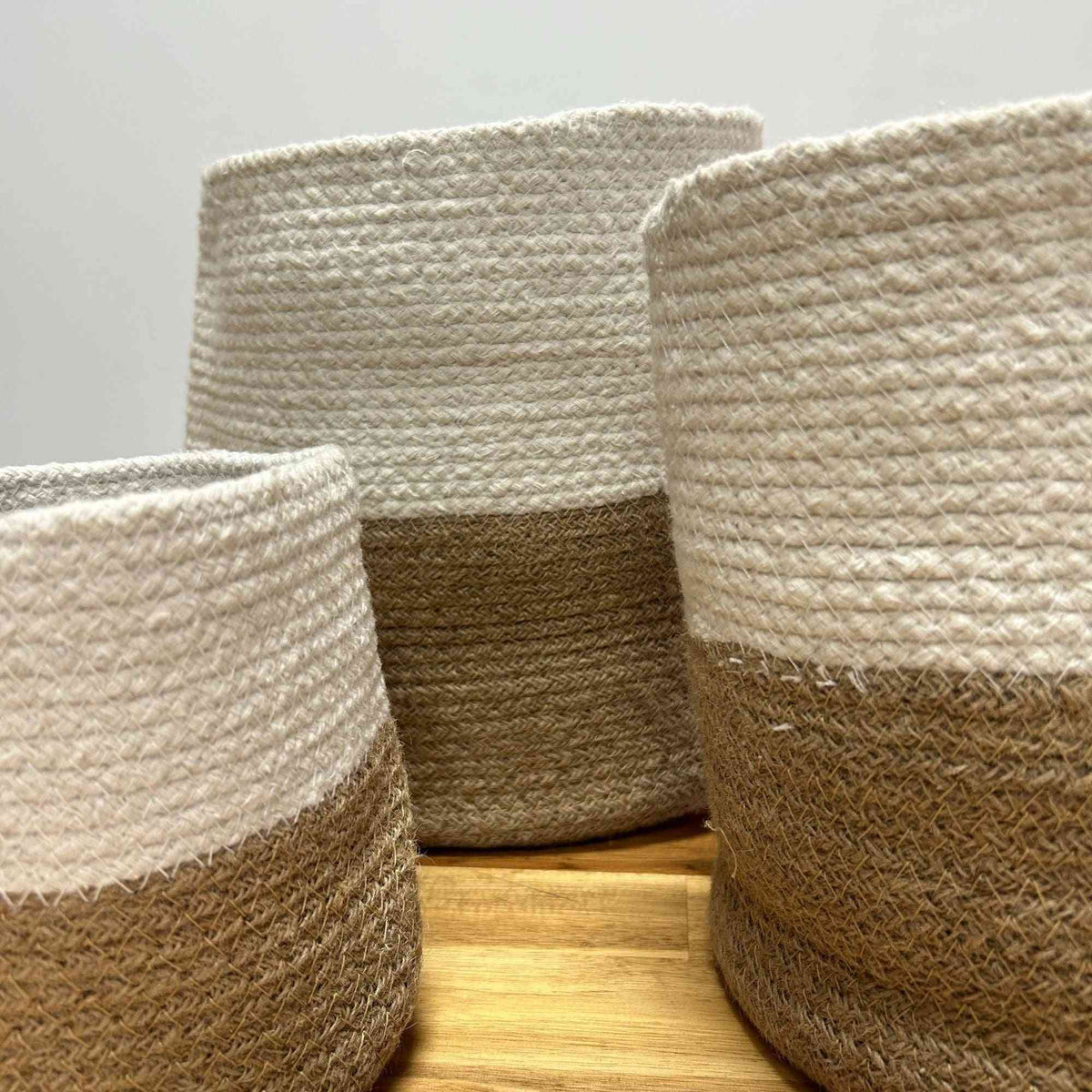 Set de 3 Cestas de Algodón y Yute - Naranja