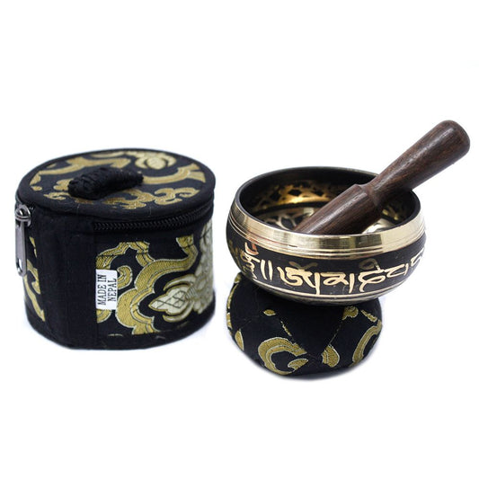 Mini Cuenco tibetano Set de Regalo - Negro - Set de Regalo Tibetano, cuenco tibetano
