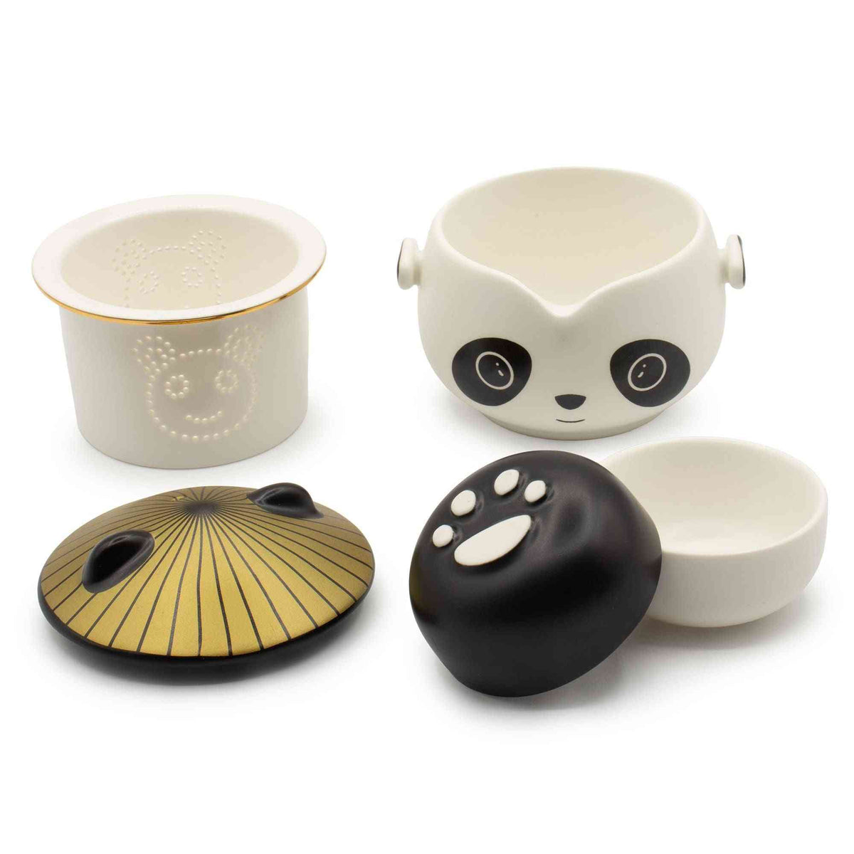 Set de tetera-Panda - Dos tazas & Estuche de viaje - Juego de tetera de hierbas | El Bazar de Tizar