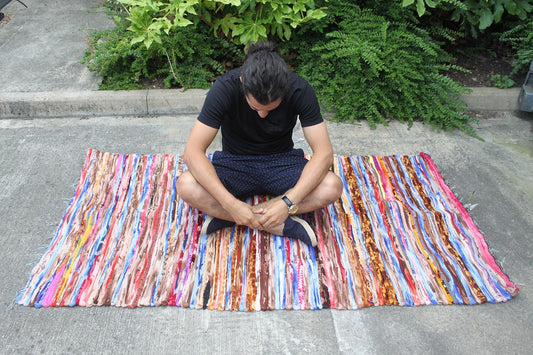 Alfombra grande de trapo - 105x185cm - Alfombras de trapo indias