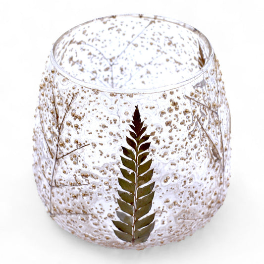 Portavelas recto de Vidrio floral natural - Pino (10x9cm) - Portavelas de vidrio con motivos florales naturales