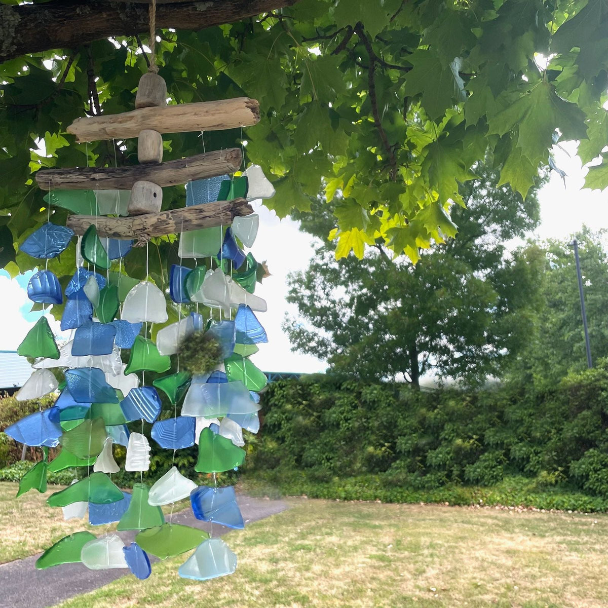 Espanta Espíritos - Três Stick Flexível - Verde / Branco / Azul - carillón decorativo decoración boho decoración exterior | E