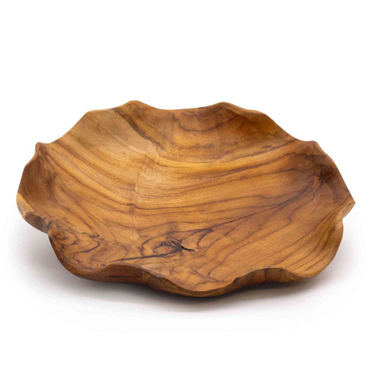 Smooth round teak fruit bowl - 28x5.5cm