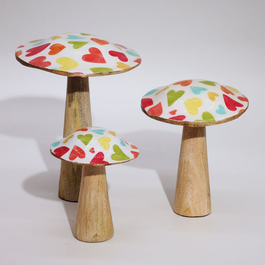 Medium Mushroom - 15cm - Pastel Hearts