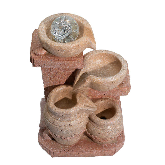 Tabletop water fountain -19x14x27cm - Cascading pots, Mediterranean style
