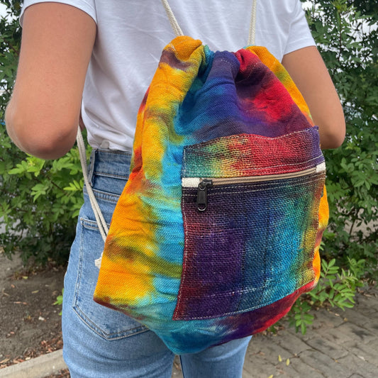 Sac à cordon en chanvre tie-dye