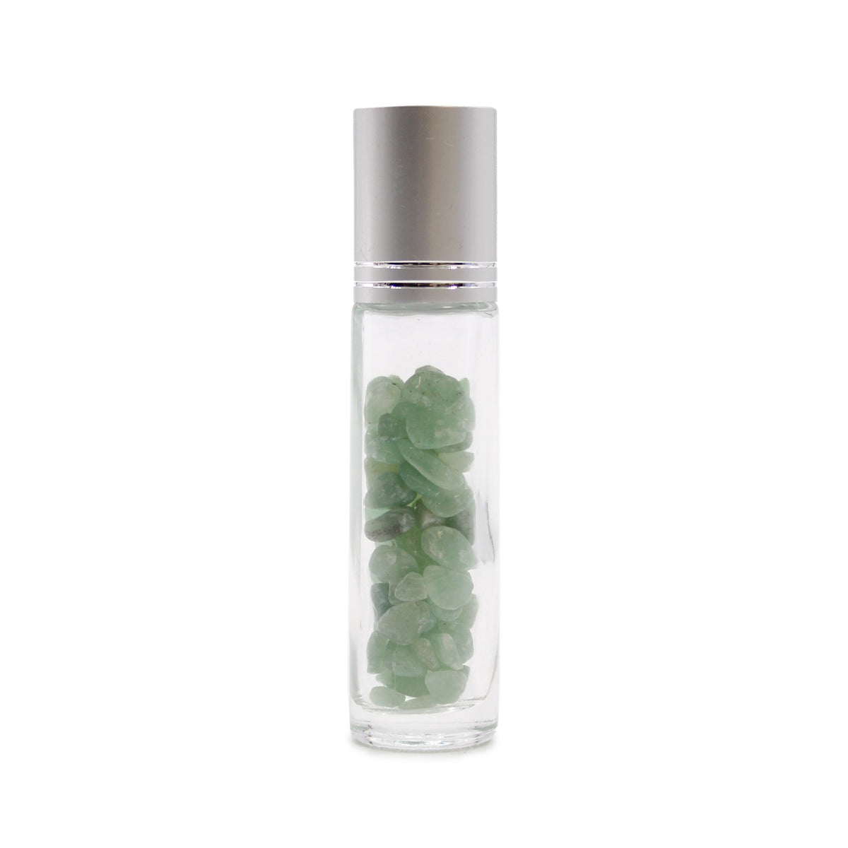 Botella de rodillo de aceite esencial de piedras preciosas - Aventurina - Tapa plateada - Botellas Roll-on con gemas 10ml