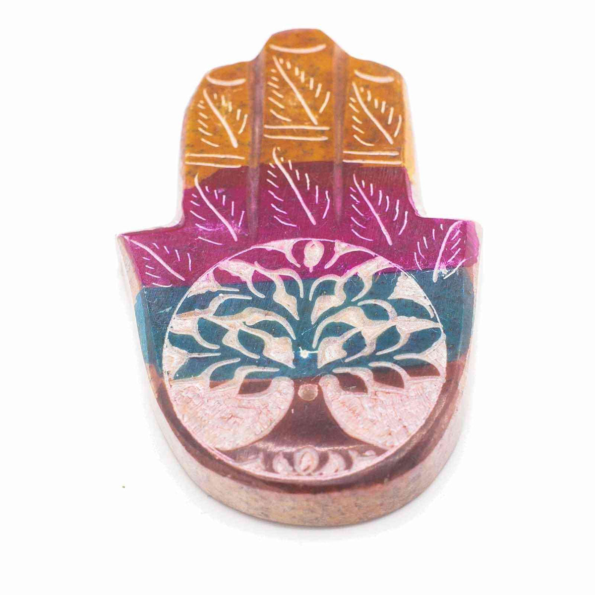 Porta Incienso Hamsa de Esteatita 9x6cm - Árbol de la Vida - Porta incienso de esteatita | El Bazar de Tizar