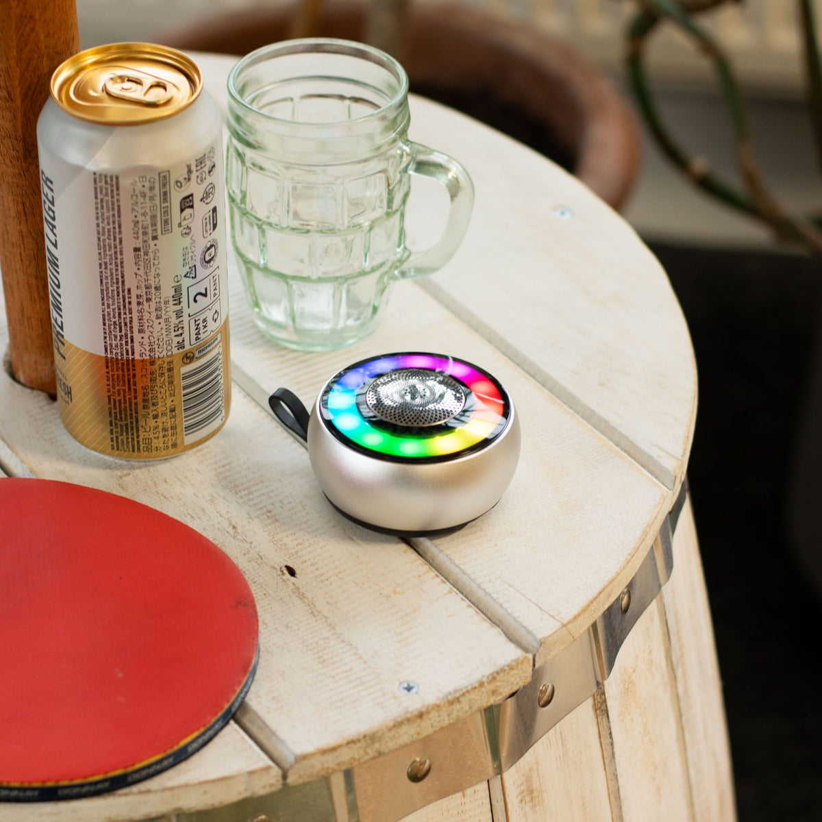 Altavoz mini plateado con efecto de iluminación Mandela - Altavoces Bluetooth, altavoz