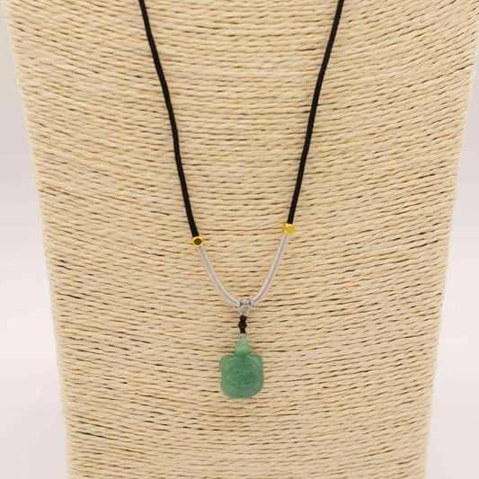 Collar de cuerda Colgante de piedra preciosa - Tortuga de jade