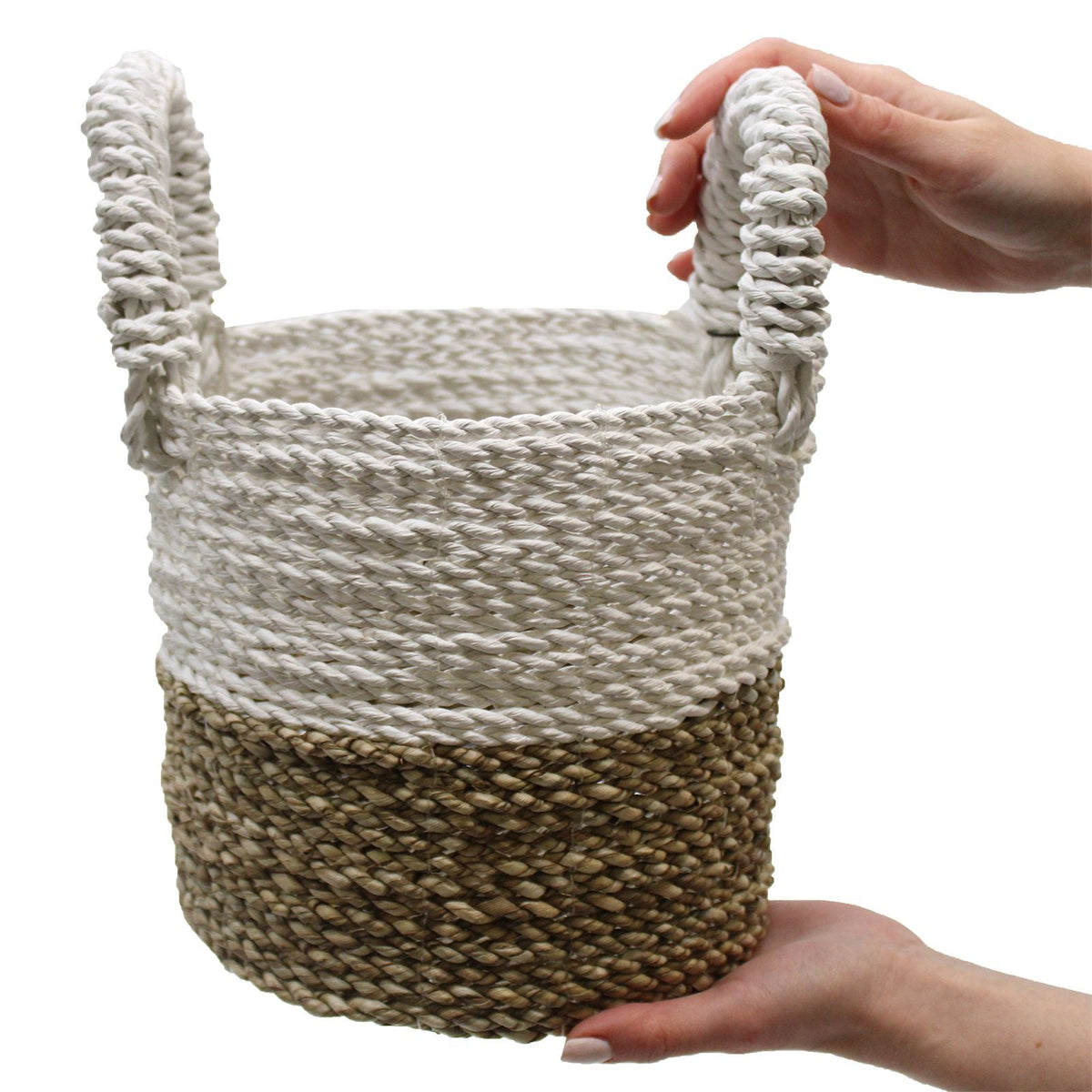 Ensemble de paniers en jonc de mer - Gris foncé / Blanc / Naturel
