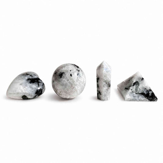 Cuatro formas de gemas - Piedra lunar arcoíris